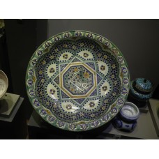 Ceramic plate, Islamic influence, geometrical motif, octagon